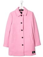 Calvin Klein Kids Single-breasted Buttoned Coat - Pink