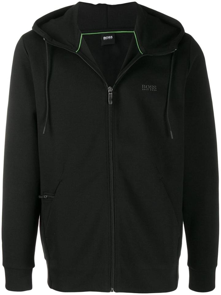 Boss Hugo Boss Drawstring Zipped Hoodie - Black