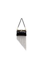 Gucci Embellished Trim Logo Plaque Shoulder Bag - Black