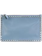 Valentino Studded Pouch Clutch, Women's, Blue, Leather/metal