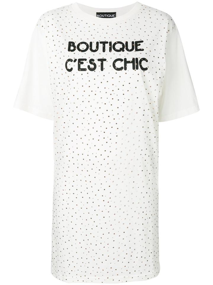 Boutique Moschino - Studded T-shirt Dress - Women - Cotton - 40, White, Cotton