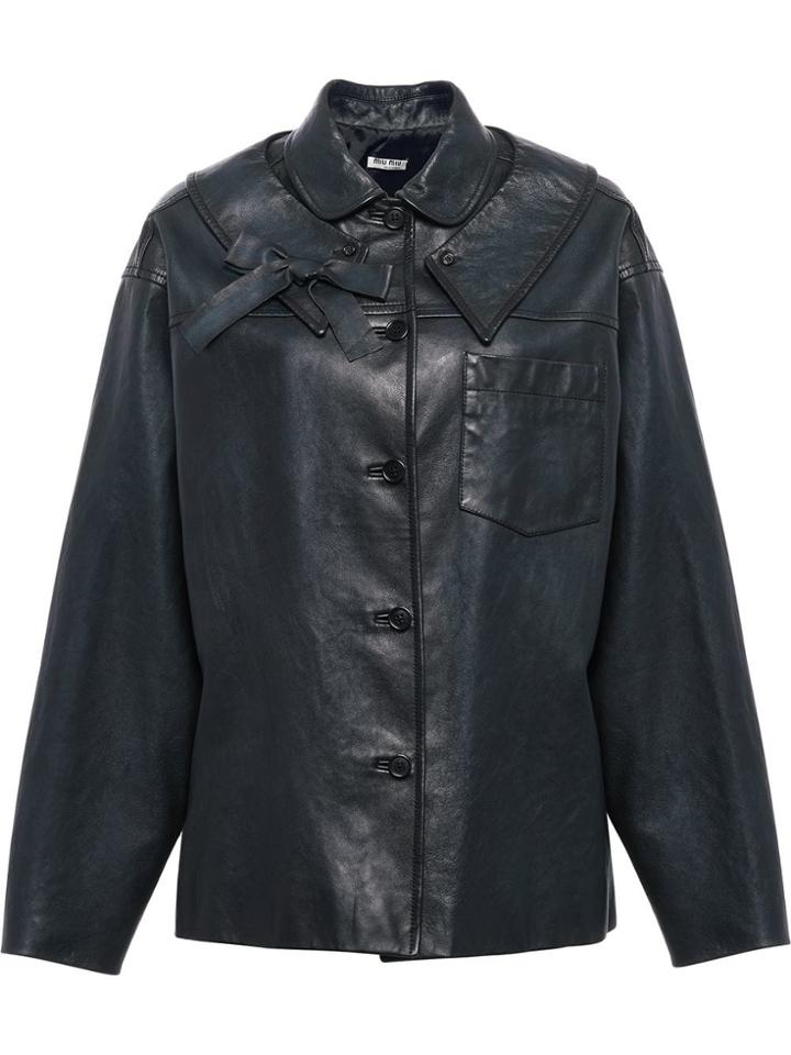 Miu Miu Leather Jacket - Blue