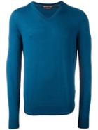 Michael Kors V-neck Pullover, Men's, Size: Medium, Blue, Merino
