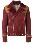 Numerootto Shearling Lining Biker Jacket - Red