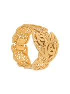 Chanel Vintage Cc Logos Stone Bangle - Gold