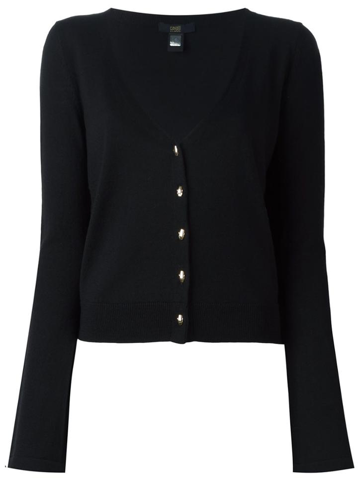 Cavalli Class Cropped V-neck Cardigan - Black