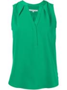 Trina Turk Band Collar Top, Women's, Size: Medium, Green, Polyester