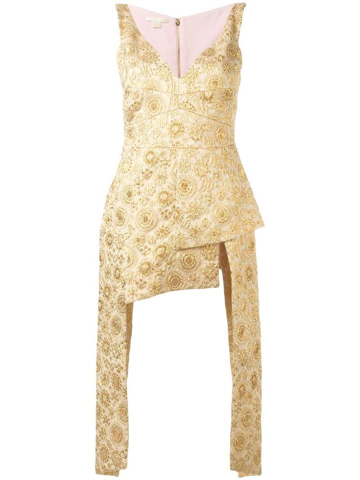 Antonio Berardi V-neck Jacquard Top, Women's, Size: 40, Yellow/orange, Polyester/acrylic/spandex/elastane/silk