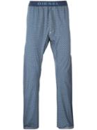 Diesel Rhombus Print Pyjama Trousers, Men's, Size: Large, Blue, Polyester/cotton