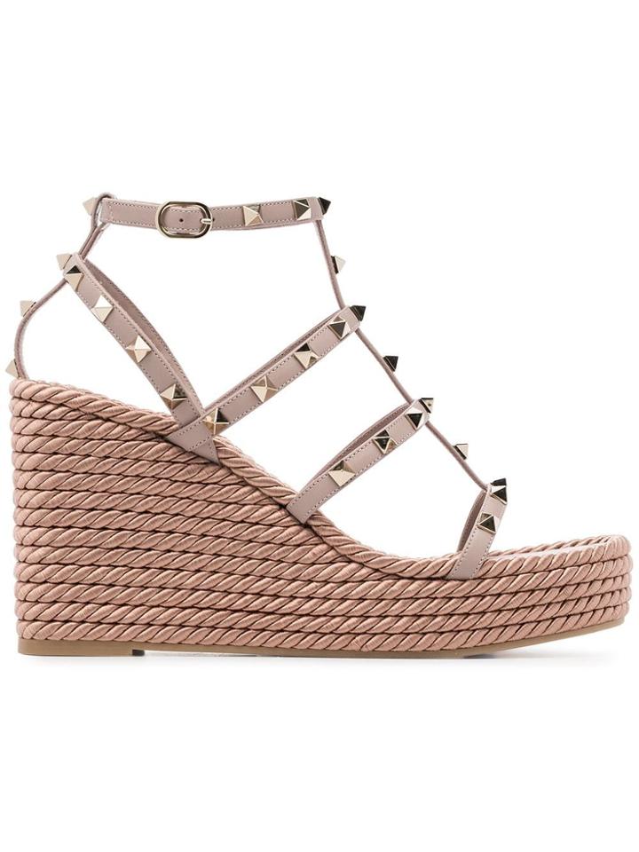 Valentino Valentino Garavani Pink Rockstud 120 Leather Wedges