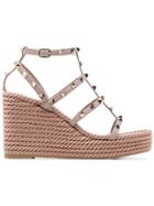 Valentino Valentino Garavani Pink Rockstud 120 Leather Wedges