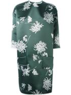 Rochas Floral Print Oversized Dress, Women's, Size: 42, Green, Polyester/silk