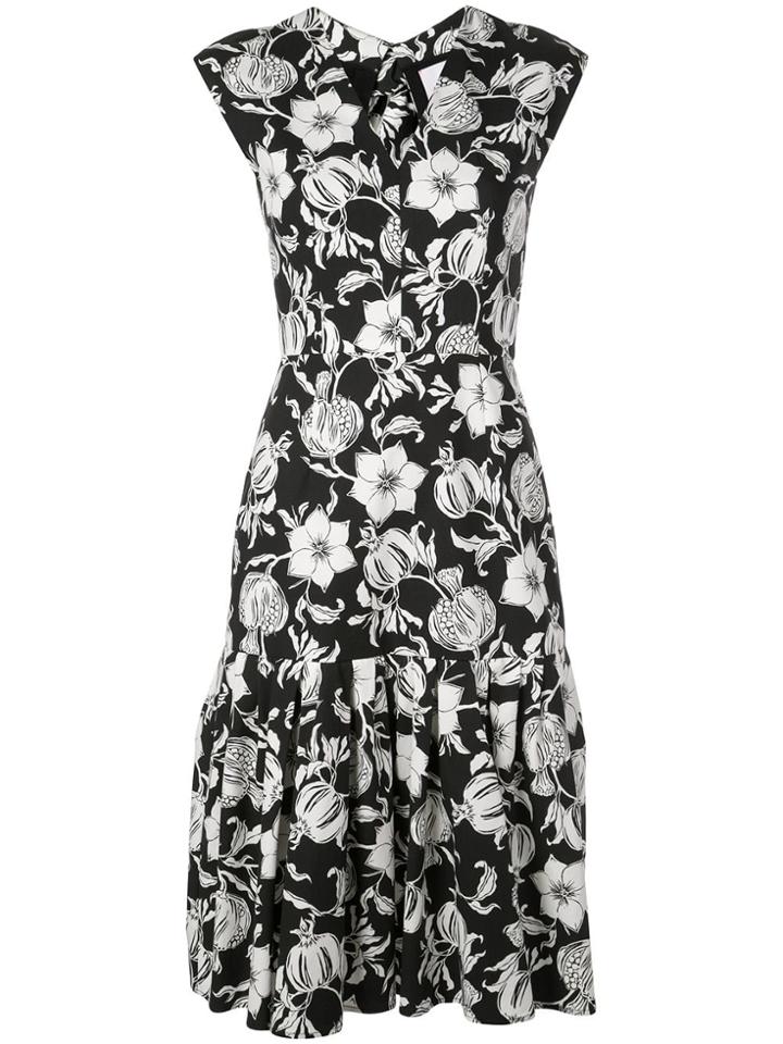 Carolina Herrera Floral Print Midi Dress - Black