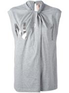 No21 Twisted Neck T-shirt, Women's, Size: 38, Grey, Cotton
