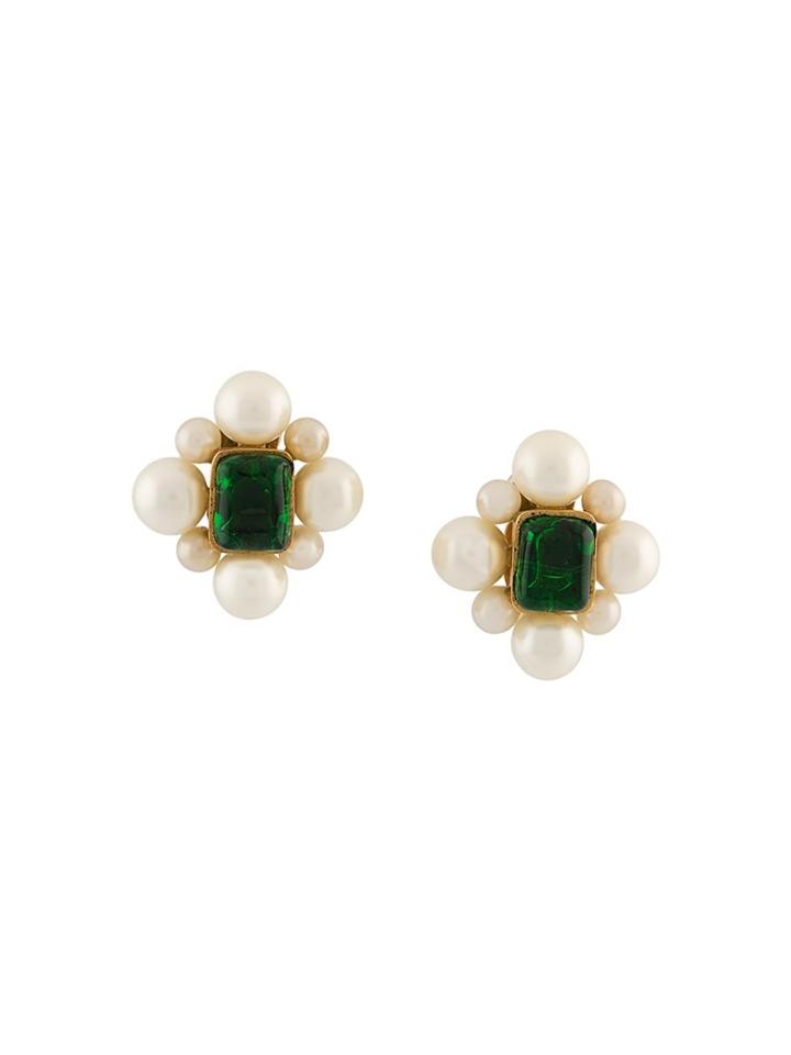 Chanel Vintage Gripoix Clip-on Earrings, Women's, Yellow/orange