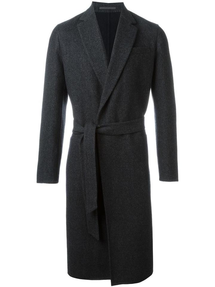 Caruso Chest Pocket Mid-length Coat, Men's, Size: 50, Grey, Wool