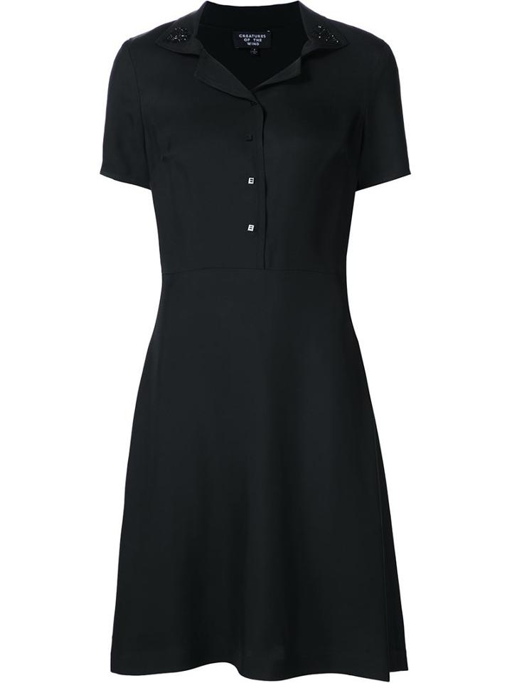 Creatures Of The Wind Short Sleeve Shirt Dress, Women's, Size: 8, Black, Viscose