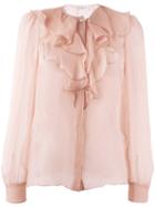 Sonia Rykiel 'jabot' Blouse, Women's, Size: 40, Pink/purple, Silk/triacetate/polyester