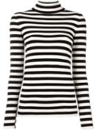 Twin-set Mock Neck Striped Jumper, Women's, Size: Medium, Black, Polyester/viscose