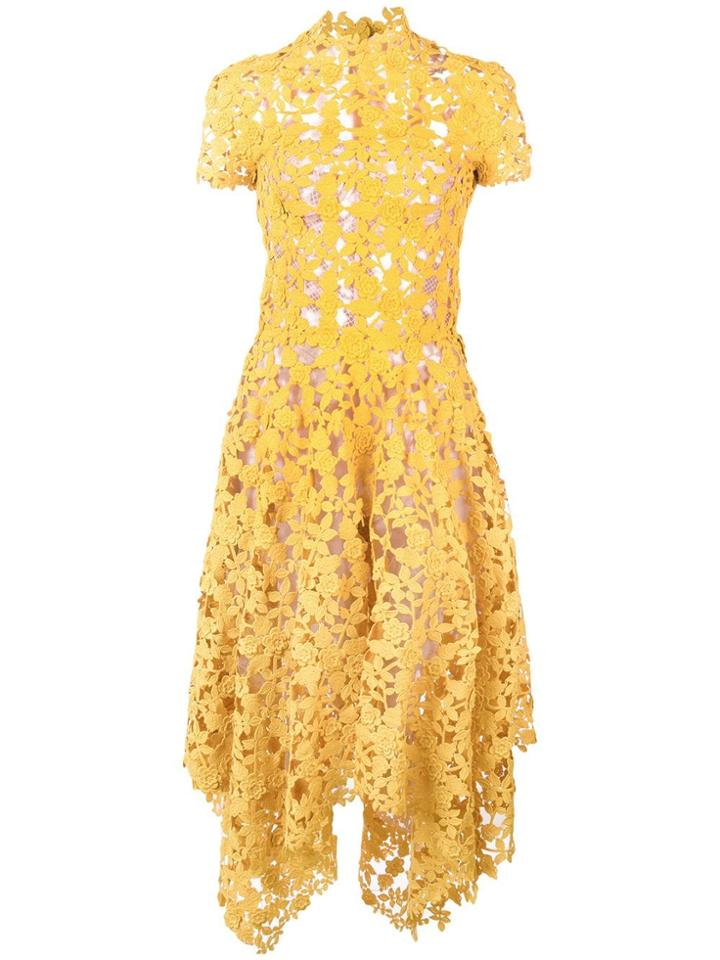 Oscar De La Renta Floral Crochet Dress - Yellow
