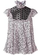 Giamba Leopard Print Blouse, Women's, Size: 42, Pink/purple, Silk/cotton/polyamide/polyester