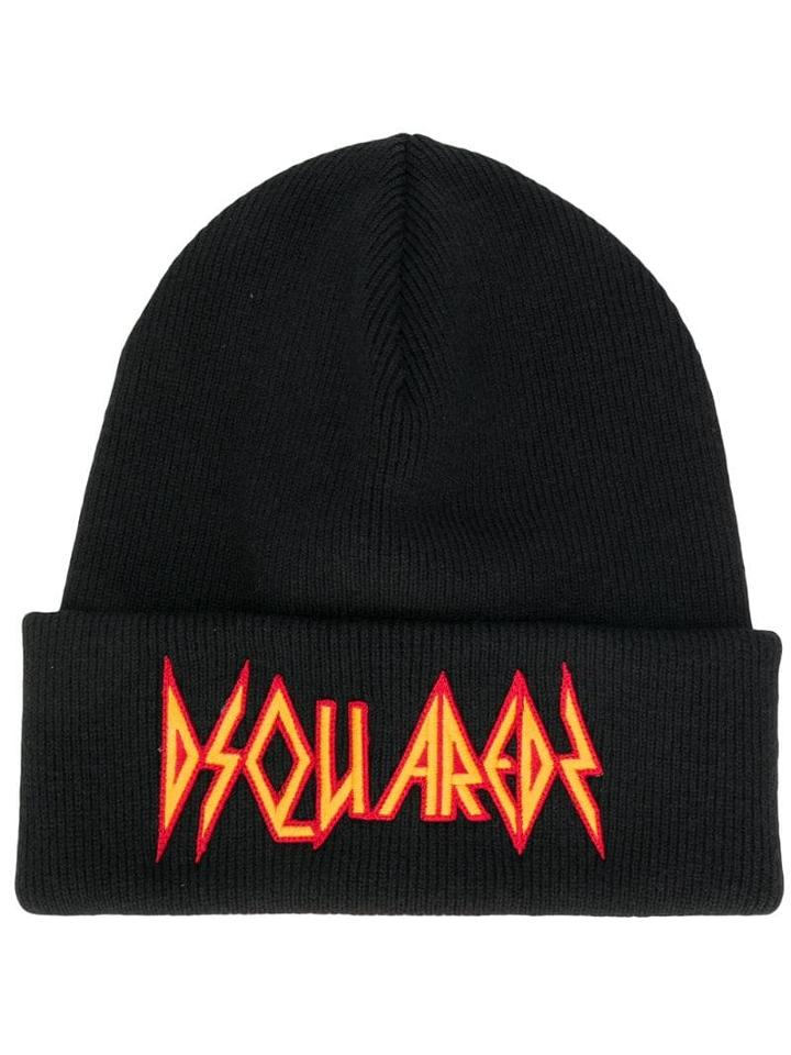 Dsquared2 Stitched Logo Beanie - Black