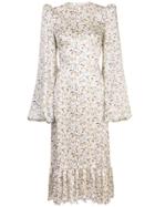 The Vampire's Wife Floral Print Pouf Sleeve Dress - White