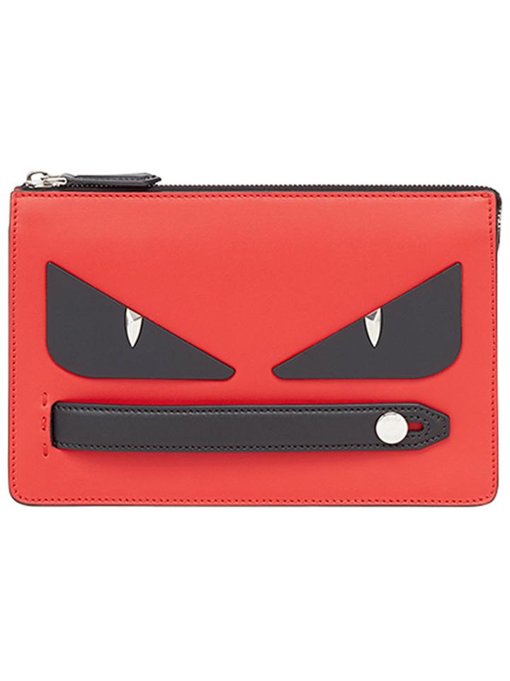 Fendi Bag Bugs-appliqué Clutch - Red