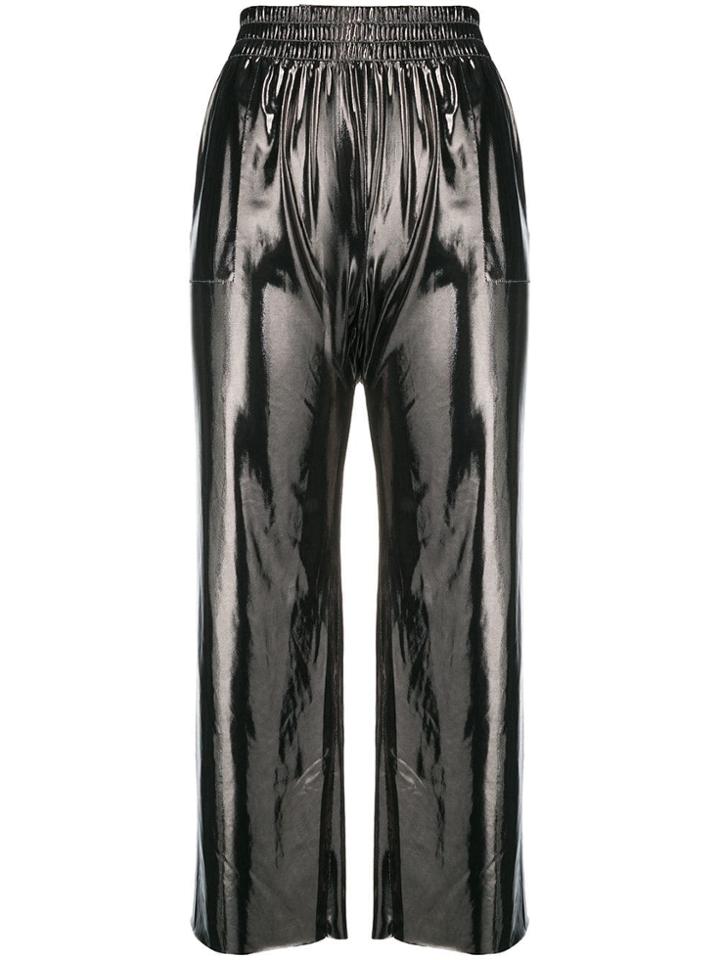 Norma Kamali Metallic Cropped Trousers