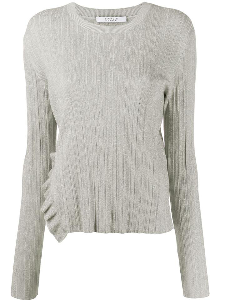 Derek Lam 10 Crosby Leta Ribbed Ruffle Jumper - Silver