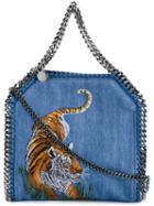 Stella Mccartney Mini Tiger Embroidered Falabella Shoulder Bag, Women's, Blue