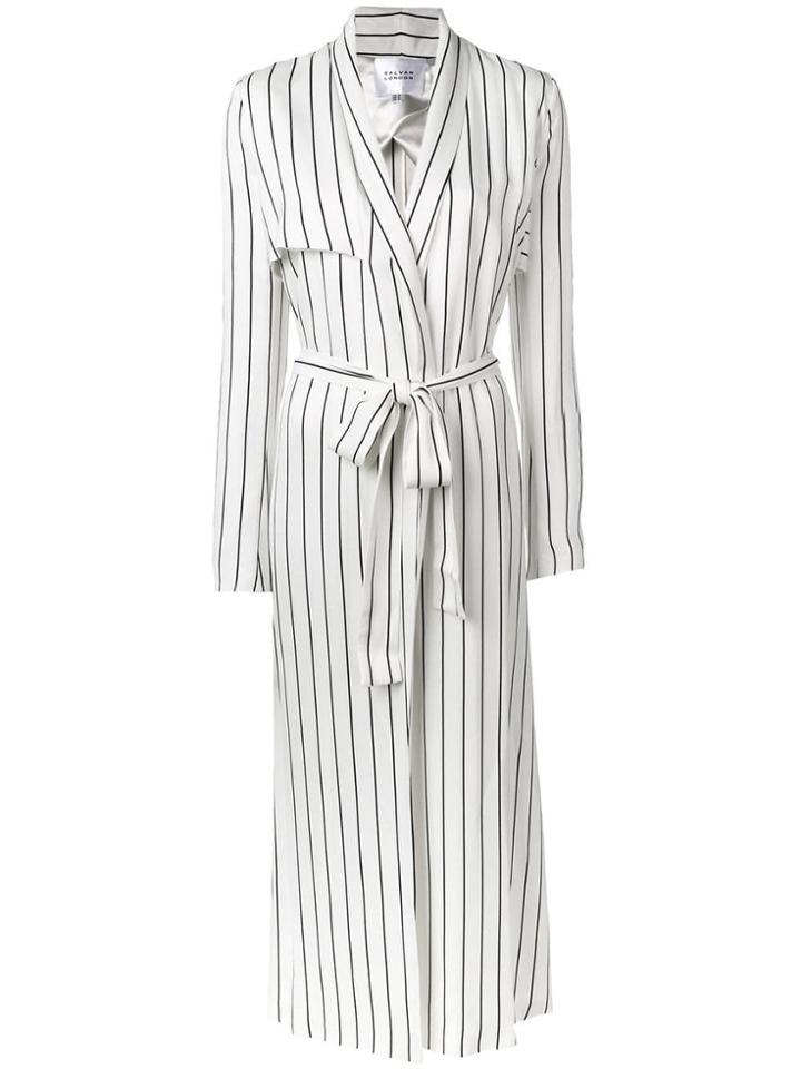 Galvan Long Striped Coat - White