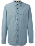 Burberry Buttoned Chest Pocket Shirt, Men's, Size: Small, Blue, Cotton