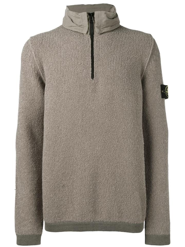 Stone Island Zipped Collar Sweatshirt - Green