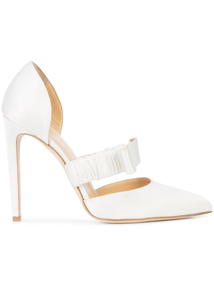 Chloe Gosselin Pointe Toe Bow Pumps - White