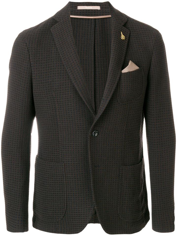 Paoloni Patterned Blazer With Pocket Square - Blue