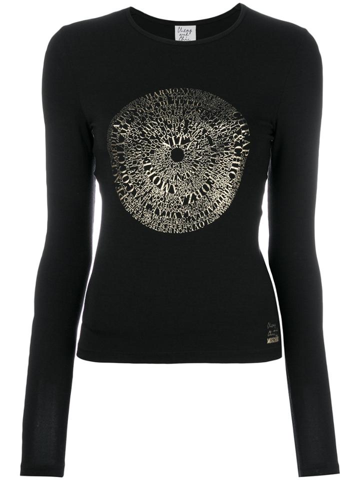 Moschino Vintage Circular Logo Print Top - Black