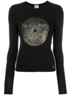 Moschino Vintage Circular Logo Print Top - Black