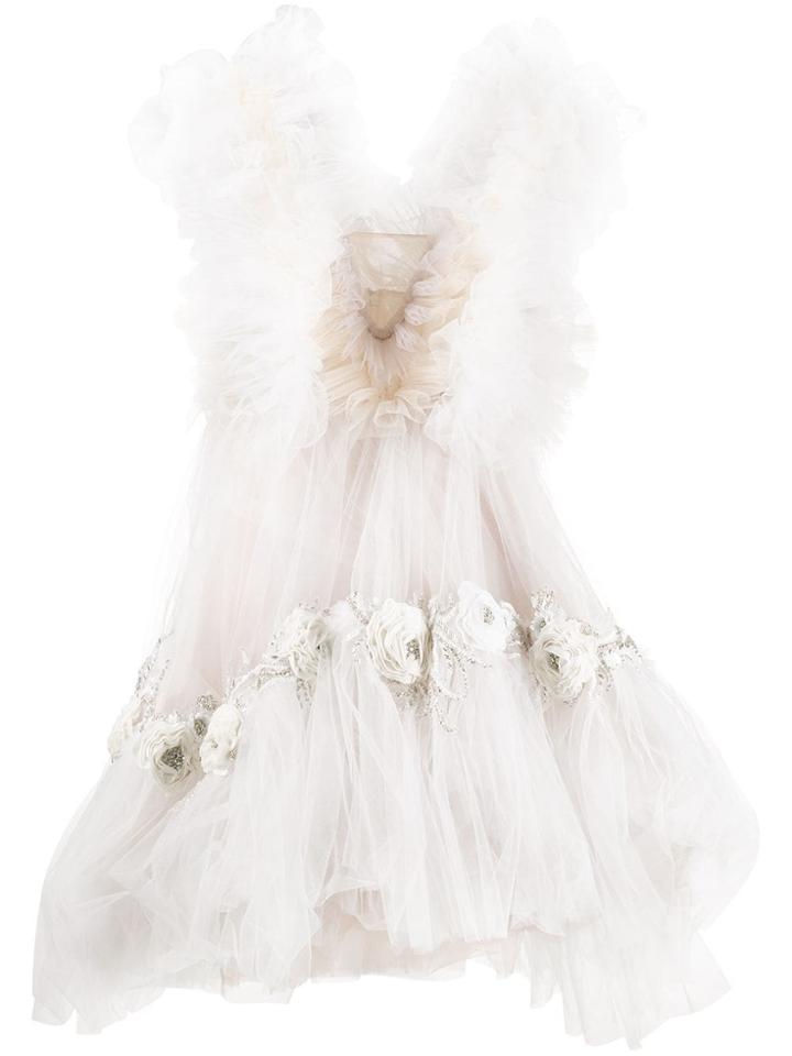 Loulou Floral Appliqué Dress - Neutrals