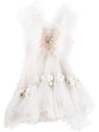 Loulou Floral Appliqué Dress - Neutrals