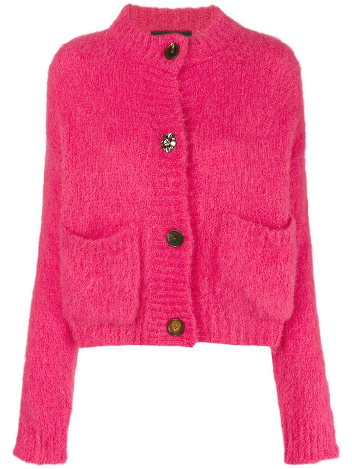 Erika Cavallini Button Brushed Cardigan - Pink & Purple