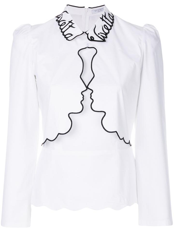 Vivetta Contrast Trim Face Detail Shirt - White