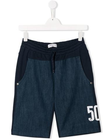 John Galliano Kids Contrast Panel Shorts - Blue