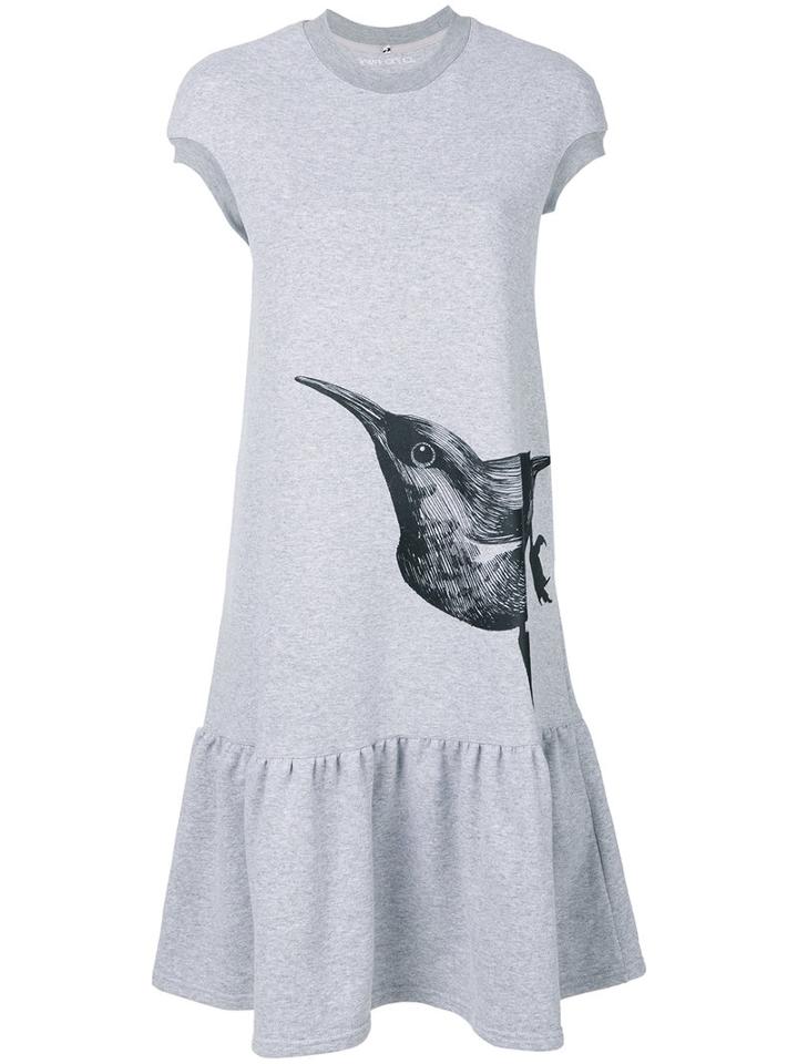Ioana Ciolacu - Bird Detail T-shirt Dress - Women - Cotton/polyester - S, Grey, Cotton/polyester
