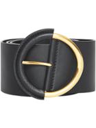 Burberry Round Buckle Leather Belt - Black