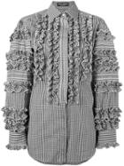 Dolce & Gabbana - Gingham Ruffle Shirt - Women - Cotton/polyamide/spandex/elastane - 42, Black, Cotton/polyamide/spandex/elastane