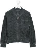 Lost And Found Kids - Holey Bomber Jacket - Kids - Cotton - 8 Yrs, Grey