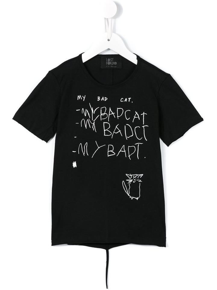 Lost And Found Kids Bad Cat Print T-shirt, Boy's, Size: 8 Yrs, Black