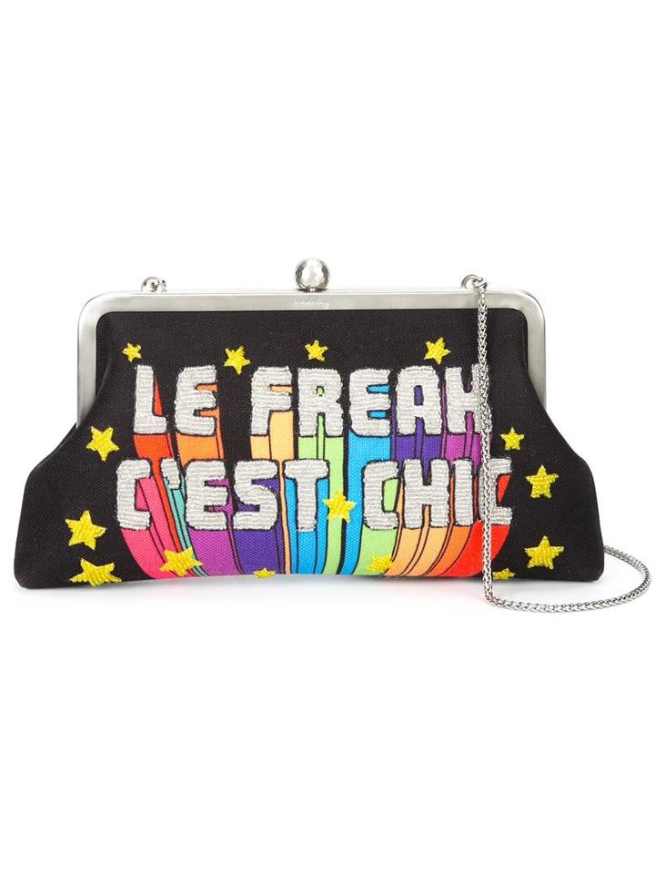 Sarah's Bag 'le Freak C'est Chic' Embellished Clutch, Women's, Black, Brass/microfibre Cloth/canvas