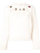 Alexander Mcqueen Embellished Long-sleeve Sweater - White